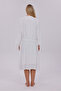 Women's Ecru Double-Breasted Collar Long Sleeve Special Design Maternity Dressing Gown Nightgown Set - 6