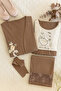 Swan Dreams Brown Lace Robe Maternity and Postpartum Pajama Set - 5