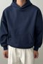 Men's Hooded Navy Blue Sweatshirt Oversize Hoodie - 5