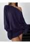 Women's Off-The-Shoulder Boat Neck Asymmetrical Neckline Long Sleeve Tight Mini Chic Dress - 6
