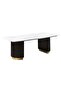 Latymer 1+8 Marble Top Dining Set - White/Walnut/Gold, Solid Wood & Metal, 9-Piece Set, India - 4