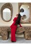Women's Red Self-Belted Spanish Sleeve Knitwear Dress - 3