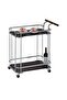 Huskar Tempered Glass Serving Trolley with Bottle Holders - Chrome/Black, Stylish & Functional - 2