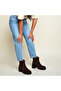 Brown Suede Genuine Leather Zippered Women's Thick Heeled Boots - 5
