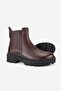Women's Burgundy Genuine Natural Leather Short Heel Chelsea Boots & Booties - 2