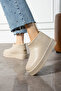 Women's Beige Eva Waterproof Fur Lined Daily Boots Thick Sole Ankle Warm Comfortable Stylish Bootie - 3