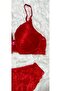 Women's Burgundy Lace Unpaddded Underwire Bra and Panties Underwear Set - 3