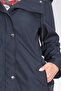 60131 Dark Blue Detachable Hood Stand-Up Collar Relaxed Fit Trench Coat - 7