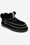 Darel Black Suede Genuine Leather Stitched Fur Women's Short Boots - 3