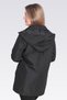 60131 Black Detachable Hood Stand-Up Collar Relaxed Fit Trench Coat - 5