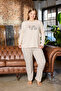 Plus Size Women's Pajama Set Interlock Ribbed Winter Pajama Set Thermal Soft - 3