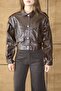 Women's Shirt Collar Epaulet Detailed Premium Leather Jacket - 2