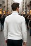 Men's Patterned Full-Neck Knitwear Sweater - Stylish and Winter-Friendly Model with Fishmouth Collar - 2