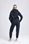 Women's Stone Hooded Pocketed 3 Thread Sweattshirt Ribbed Tracksuit Set - 8
