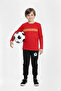 Fan Color Themed Boys' Top and Bottom Set with Elasticated Legs - 5