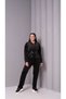 Women's Plus Size Black, Hooded Stone Embroidered Velvet Tracksuit Set 65N39181 - 6