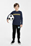 Fan Color Themed Boys' Top and Bottom Set with Elasticated Legs - 2