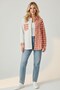 Women's Orange Oversize Fit Plaid Patterned Long Sleeve 100% Cotton Shirt, Jacket, Women's Lumberjack Shirt - 2