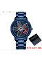 Men's Black Steel Wristwatch with Red 3D Rotating Rim Design - Waterproof, - 2