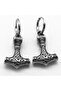 Nordic Motif Thor Mjollnir Ring-Pierced 316L Stainless & Non-Tarnish Steel Earrings Pair - 3