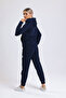 Women's Stone Hooded Pocketed 3 Thread Sweattshirt Ribbed Tracksuit Set - 4