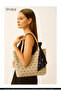 Monogram Printed Mink Shk240 Faux Leather Zippered Single Compartment Handbag, Arm Bag and Shoulder Bag with Scarf Gift - 7