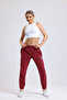 Women's Burgundy Pocketed 3 Thread Ribbed Sweatpants - 4