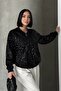 Sequined Bomber Jacket Black