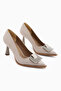 Merisa Beige Patent Leather Stone Women's Stiletto Shoes - 5