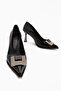 Merisa Black Patent Leather Stone Women's Stiletto Shoes - 4