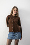 Women's Buttoned Ruffled Knit Cardigan - Ruffle Detail Long Sleeve Crew Neck Knit Cardigan