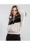 Women's Clothing Cream Color Leopard Pattern Zipper Detailed Fleece Plush Coat - 5