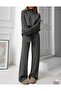 NEW SEASON Mock Neck Button Detail Oversized Sweater-Trousers Knit Co-ord Set 0034 - 3