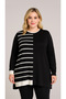 Women's Black and White Striped Knitwear Tunic