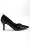 Plus Size Women's Stiletto Thin Heel Shoes Black Patent Leather V-Face - 3