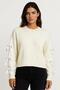 Ecru Ribbon Detailed Casual Long Sleeve Knit Sweater - 5