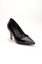 Plus Size Women's Stiletto Thin Heel Shoes Black Patent Leather V-Face - 4