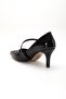 Plus Size Women's Stiletto Thin Heeled Shoes Black Patent Leather with Beret - 5