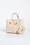 Knot Detail Snap Fastener Women's Bag Beige