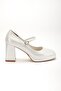 Women's Thick Platform Heeled Shoes with Faux Leather Hard Hat - 3