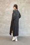 Women's Black Round Neck Buckled Side Slit Vintage Detailed Cotton Knit Long Dress - 9