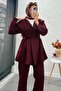 Double-Breasted Collar Pen Design Scuba Suit - Burgundy - 7