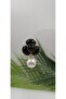 Black Enamel Pearl Detailed Flower Earrings
