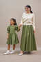 Khaki Green Balloon Skirt and Girl's Dress Mother-Daughter Combination (Sold as a Single Item) - 5