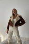 Women's Brown Fur Lined Short Faux Suede Jacket - 5