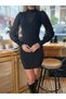 Women's Turtleneck See-Through Detail Deal Merch Sandy Fabric Mini Dress