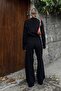 Black Cara Neck Double-Zip Crop Trousers Women’s Knit Set - 5