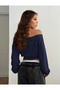 Women's Coolane Printed Crop One Shoulder Asymmetrical Boat Neck New Season Oversize Sweatshirt - 3
