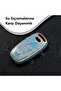 Audi Compatible A1, A3, A4, A5, A6, A7, A8, Q3, Q5, Q7, S4, S5, S6, S7, S8, R8, Tt Gold Edge Tpu Key Case Cover (Blue) - 5