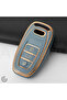 Audi Compatible A1, A3, A4, A5, A6, A7, A8, Q3, Q5, Q7, S4, S5, S6, S7, S8, R8, Tt Gold Edge Tpu Key Case Cover (Blue)